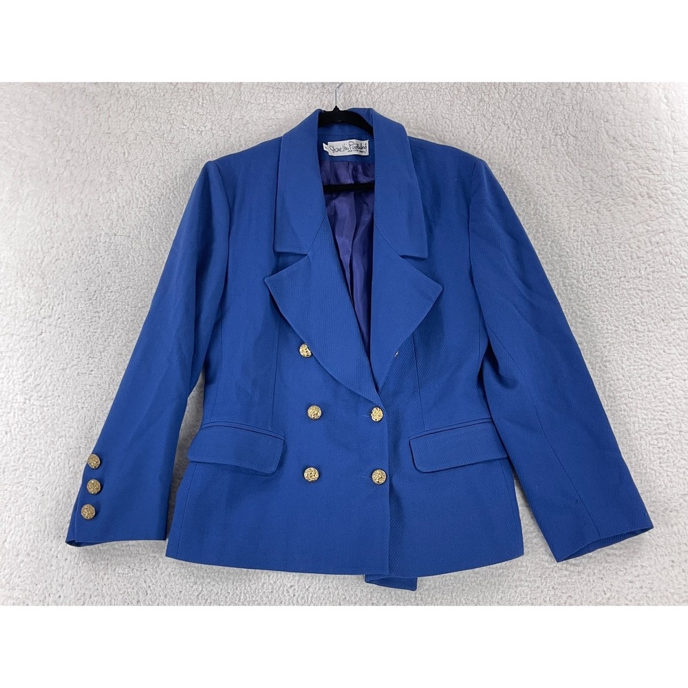 Diane Von Furstenberg Blazer Jacket Womens Size 6 Blue 100% Wool VTG Made in USA